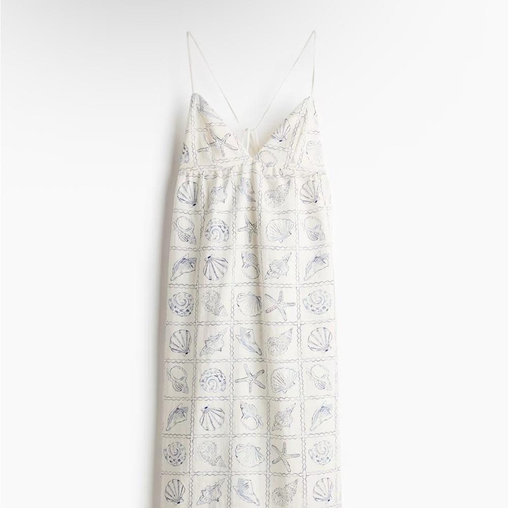 H&M White and Blue Patterned Dress